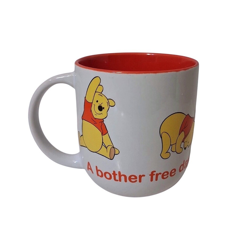 Winnie‎ the Pooh Mug A Bother Free Day Find Your Balance Yoga White Red